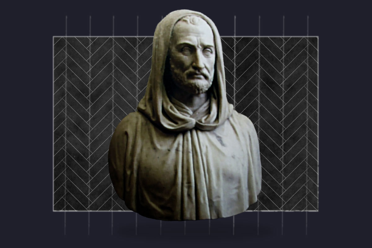 Ambrogio Calepino bust with herringbone calepinage layout