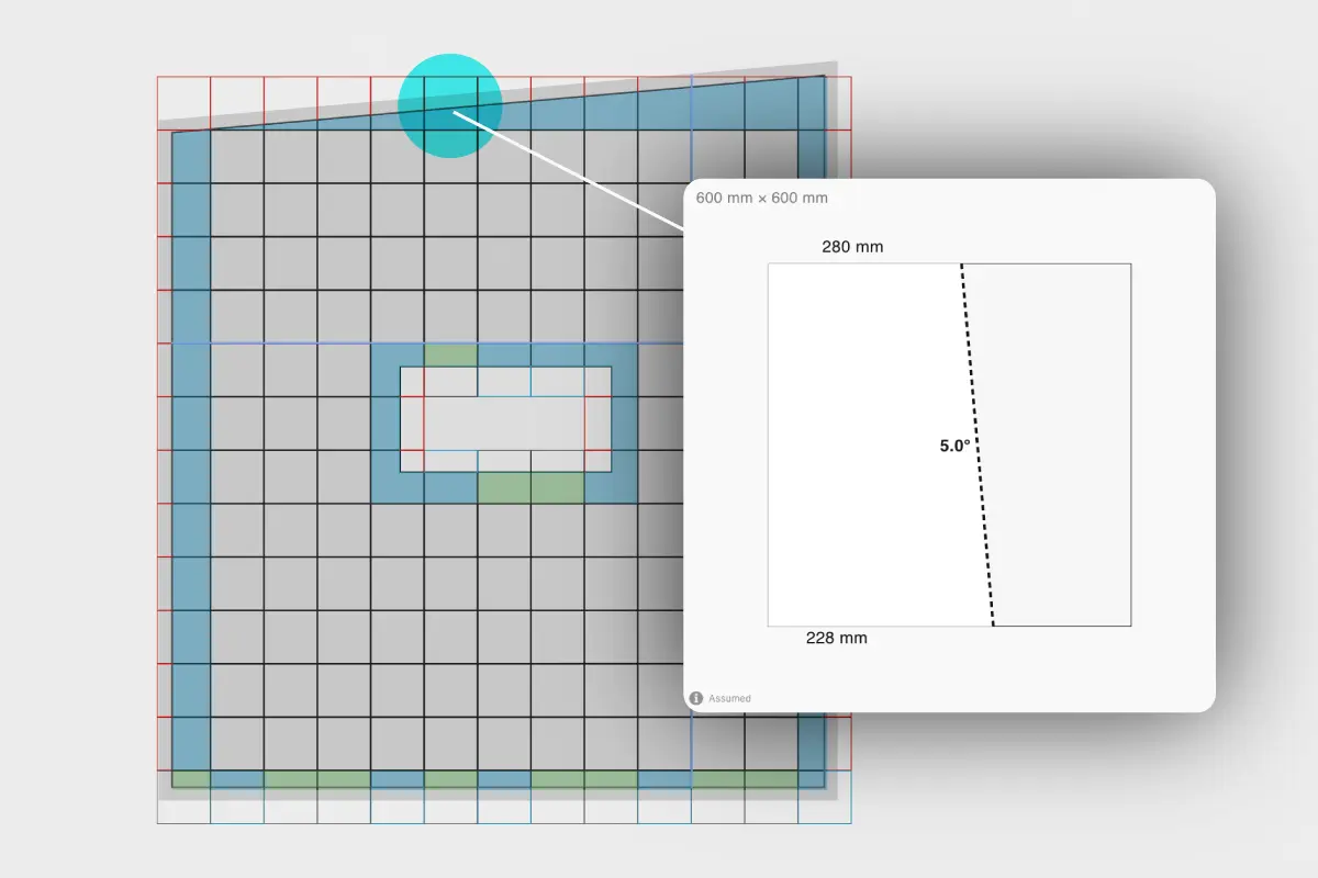 Comparison showing a misaligned tile layout versus a centered tile layout.