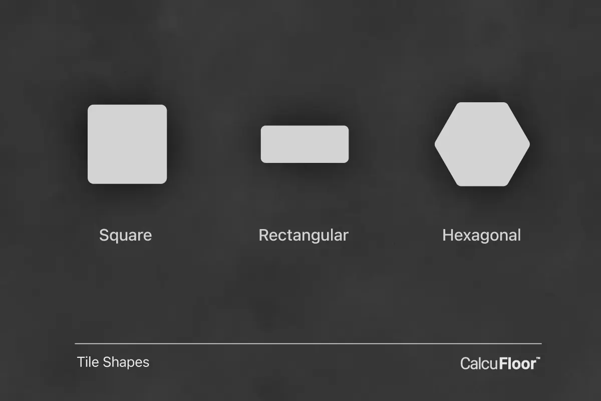 Square and rectangular tile layouts shown on a real room shape.